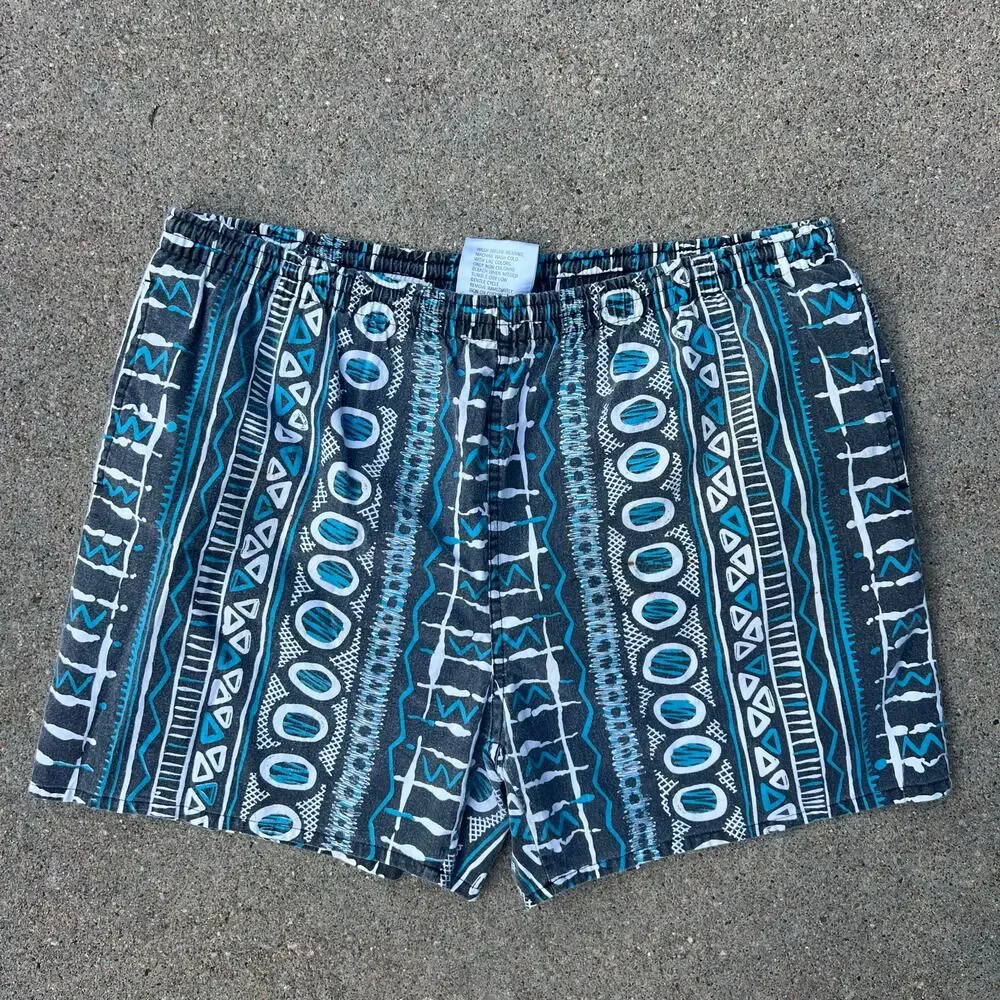 Vintage 90s Panic High Tide Men's Lined Swim Trunks Shorts Size LARGE Abstract